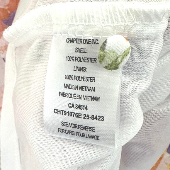 JOIE Floral Blouse Medium 8-10 Tie V-Neck  Sheer Sleeve Smocked Cuff Pink Purple - Picture 13 of 13